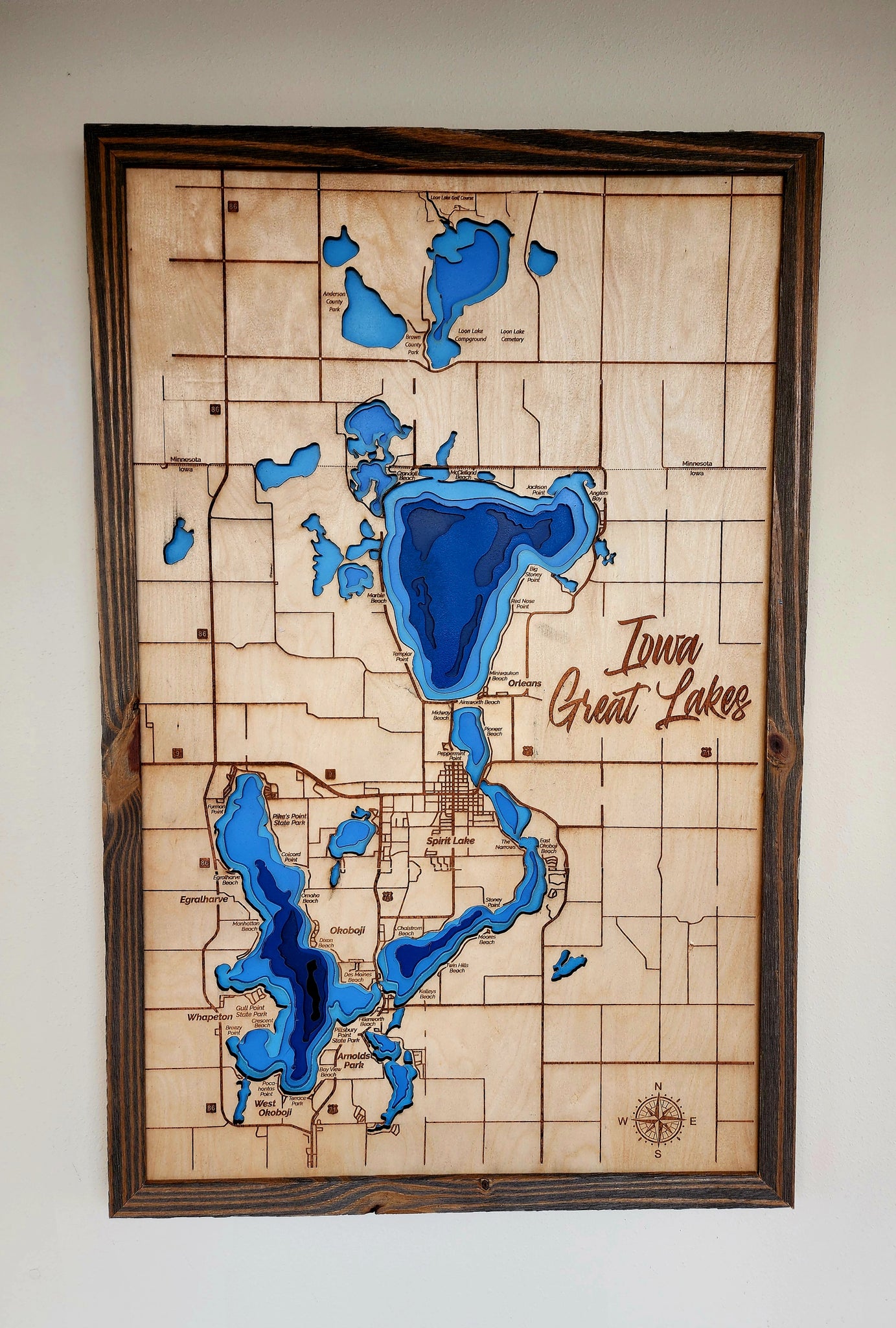 Contour Map Iowa Great Lakes Depth Map of Dickinson County With Loon Lake Chain, Jackson County Minnesota