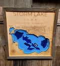 Storm Lake 3D Laser Cut Bathymetric Lake map - Gift - Lake Life - 16x16.5 - Baltic Birch