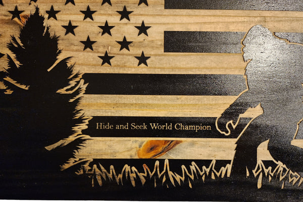 Lets Go Squatchin Flag, Hide and Seek World Champion