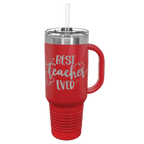 Polar Camel 40 oz. Coral Travel Mug with Handle, Straw Included