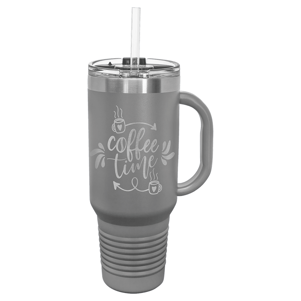 Polar Camel 40 oz. Coral Travel Mug with Handle, Straw Included