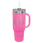 Polar Camel 40 oz. Coral Travel Mug with Handle, Straw Included