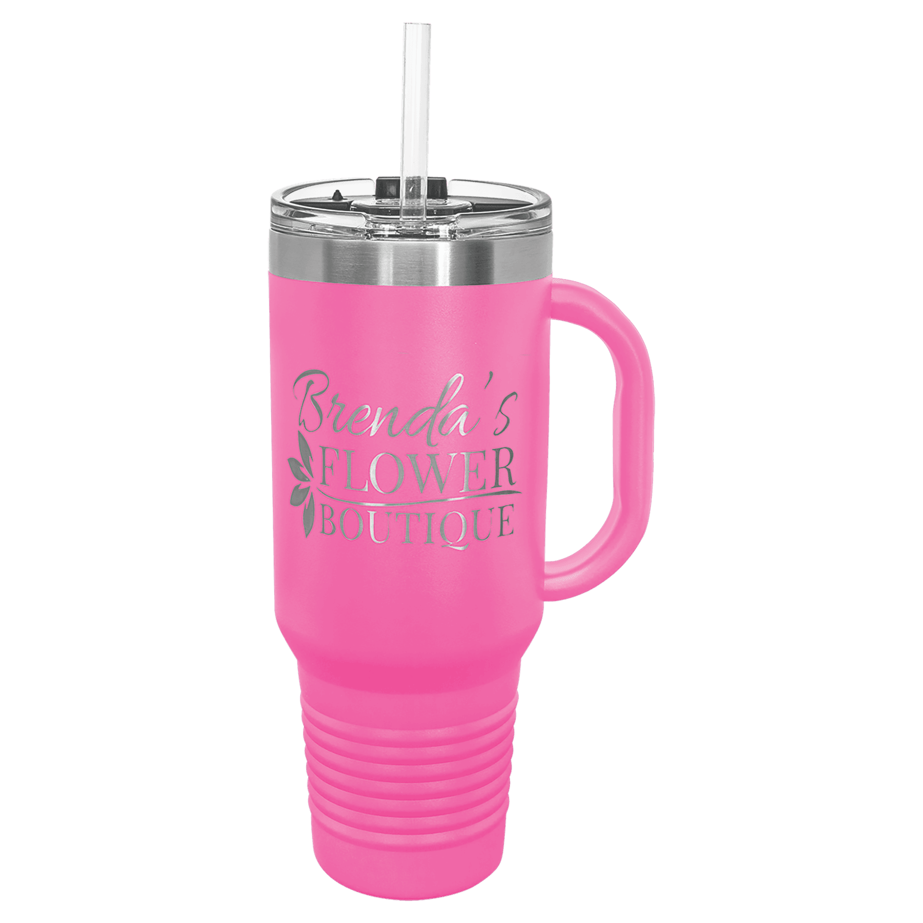 Polar Camel 40 oz. Coral Travel Mug with Handle, Straw Included