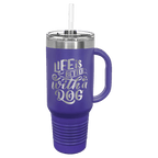 Polar Camel 40 oz. Coral Travel Mug with Handle, Straw Included