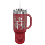 Polar Camel 40 oz. Coral Travel Mug with Handle, Straw Included