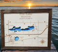 Fox Lake 3D Bathymetric Map - Laser Engraved, Shurburn, MN, Martin County