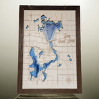 Okoboji Iowa Great Lakes Contour Bathymetric Depth Map Natural Wood Big Spirit Lake Iowa Map of Dickinson County