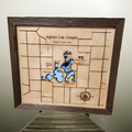 Ingham Lake Bathymetric Map of the Ingham Lake Complex – Laser-Cut Baltic Birch with Rustic Charwood Trim
