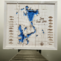 Okoboji Iowa Great Lakes Contour Bathymetric Map Complete With All Sporting Fish- Large