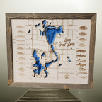 Okoboji Iowa Great Lakes Bathymetric Lake Map With All Sporting Fish Small