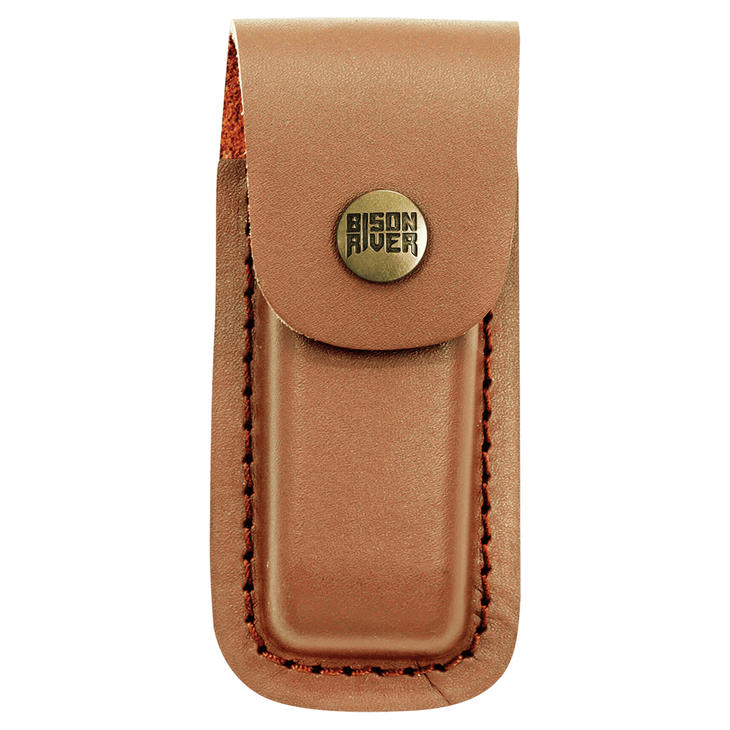 Bison River 4" Wood Folding Knife with Leather Sheath