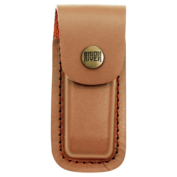 Bison River 4" Wood Folding Knife with Leather Sheath