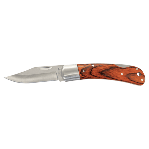 Bison River 4" Wood Folding Knife with Leather Sheath