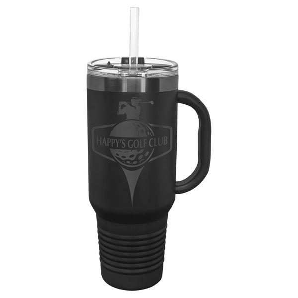 LTM7430- Polar Camel 40 oz./Ghost Black Travel Mug with Handle & Straw