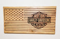 Carved and Laser Engraved Harley Davidson Flag