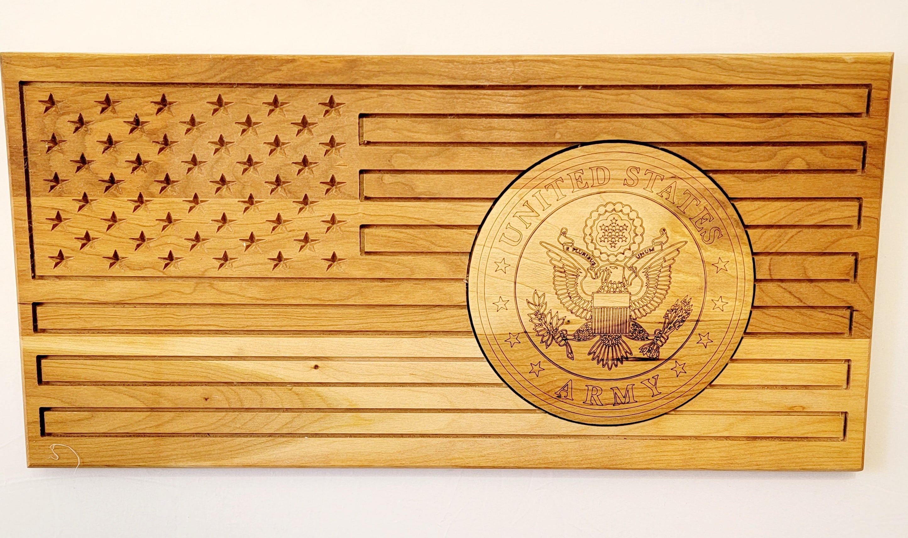 Carved Army Flag With Laser Inlay