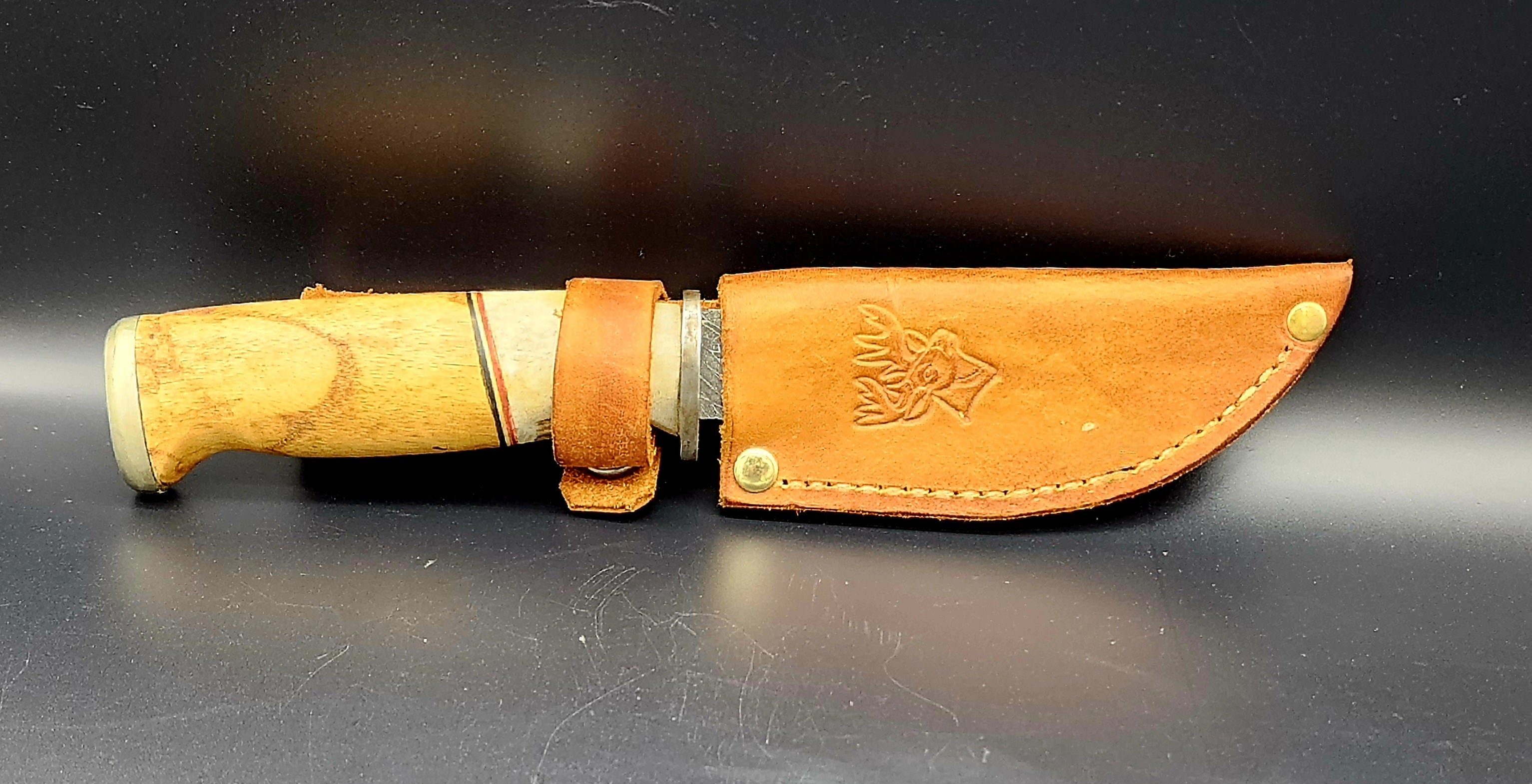 Hand Forged Damascus Knife and Sheath