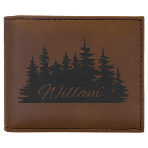 Dark Brown Laserable Leatherette Bi-Fold Wallet w/Flip ID Display