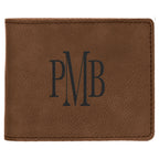 4 1/2" x 3 1/2" Dark Brown Laserable Leatherette Bifold Wallet