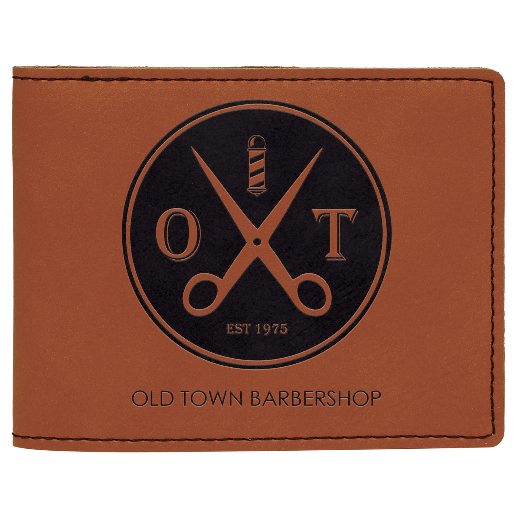 4 1/2" x 3 1/2" Dark Brown Laserable Leatherette Bifold Wallet