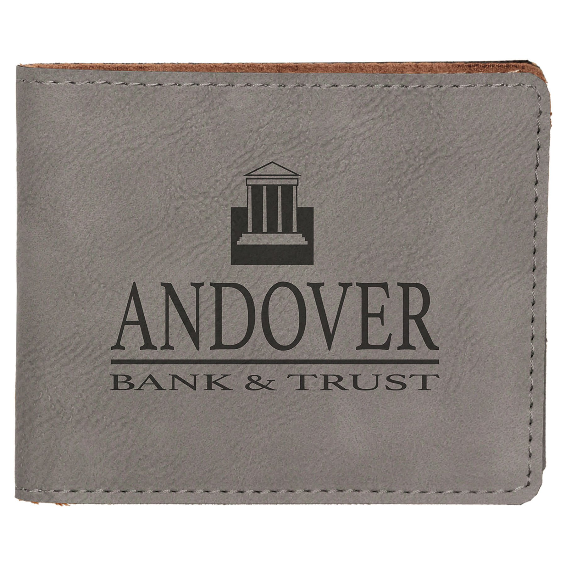 4 1/2" x 3 1/2" Dark Brown Laserable Leatherette Bifold Wallet
